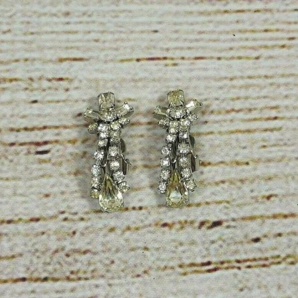 Women White/Clear Beads Necklace &  Silver Color Clips Earrings Set Gift for Her - Picture 9 of 12